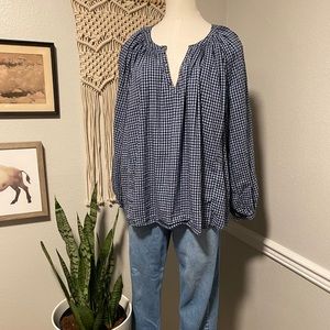 Aerie Long-sleeve Gingham Tunic Blouse